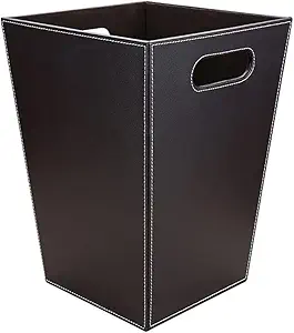 KINGFOM Classic Pu Leather Trash Can Wastebasket