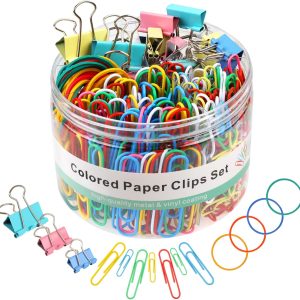 300 Pcs Binder Clips, Rubber Bands