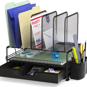 Simple Houseware Mesh Desk Organizer with Sliding Drawer