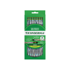 Ticonderoga Noir Black Wood-Cased #2 Pencils, Holographic Design, 12 Count